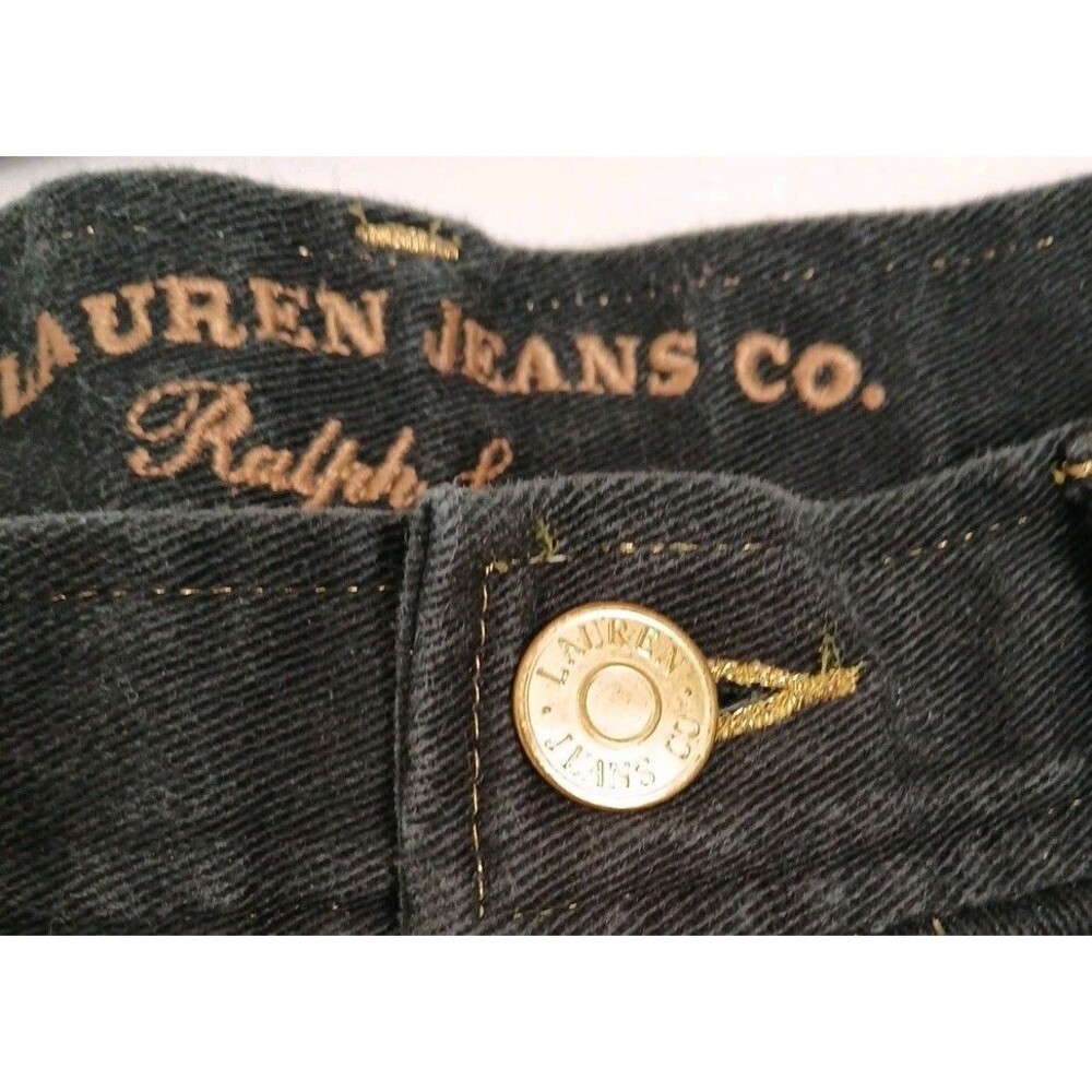 Lauren Jeans Co. Ralph Lauren Black Straight-Skinny Gold Stitch/Button Size 4 - Picture 6 of 16